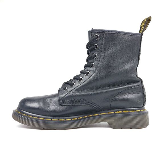 DR. MARTENS 1460 Black Smooth Leather Workwear Grunge Goth Combat Boots Punk 7 - Picture 2 of 10